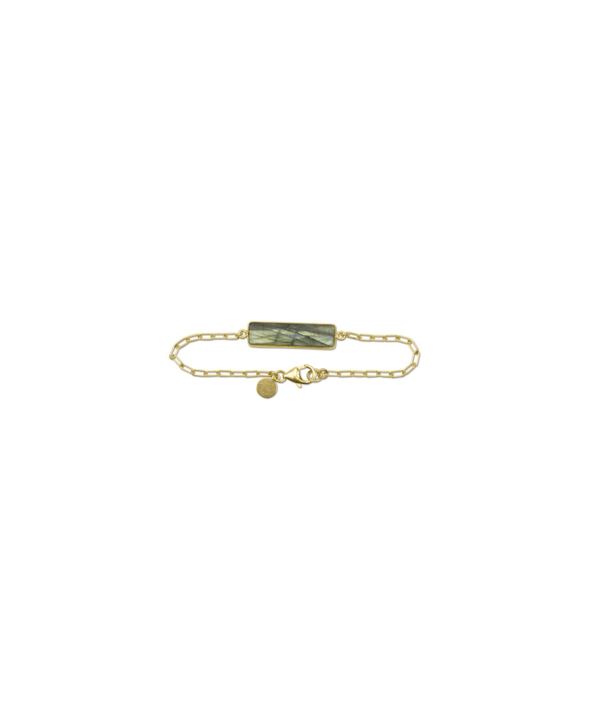 Bezel Set Labradorite Bar Bracelet with 14K Gold Fill Chain - Gold - Fill