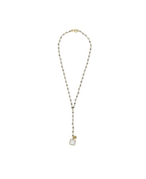 image of Roberta Sher Designs Y-Shaped 14K Gold Fill Necklace with Fully Faceted Pyrite Stones