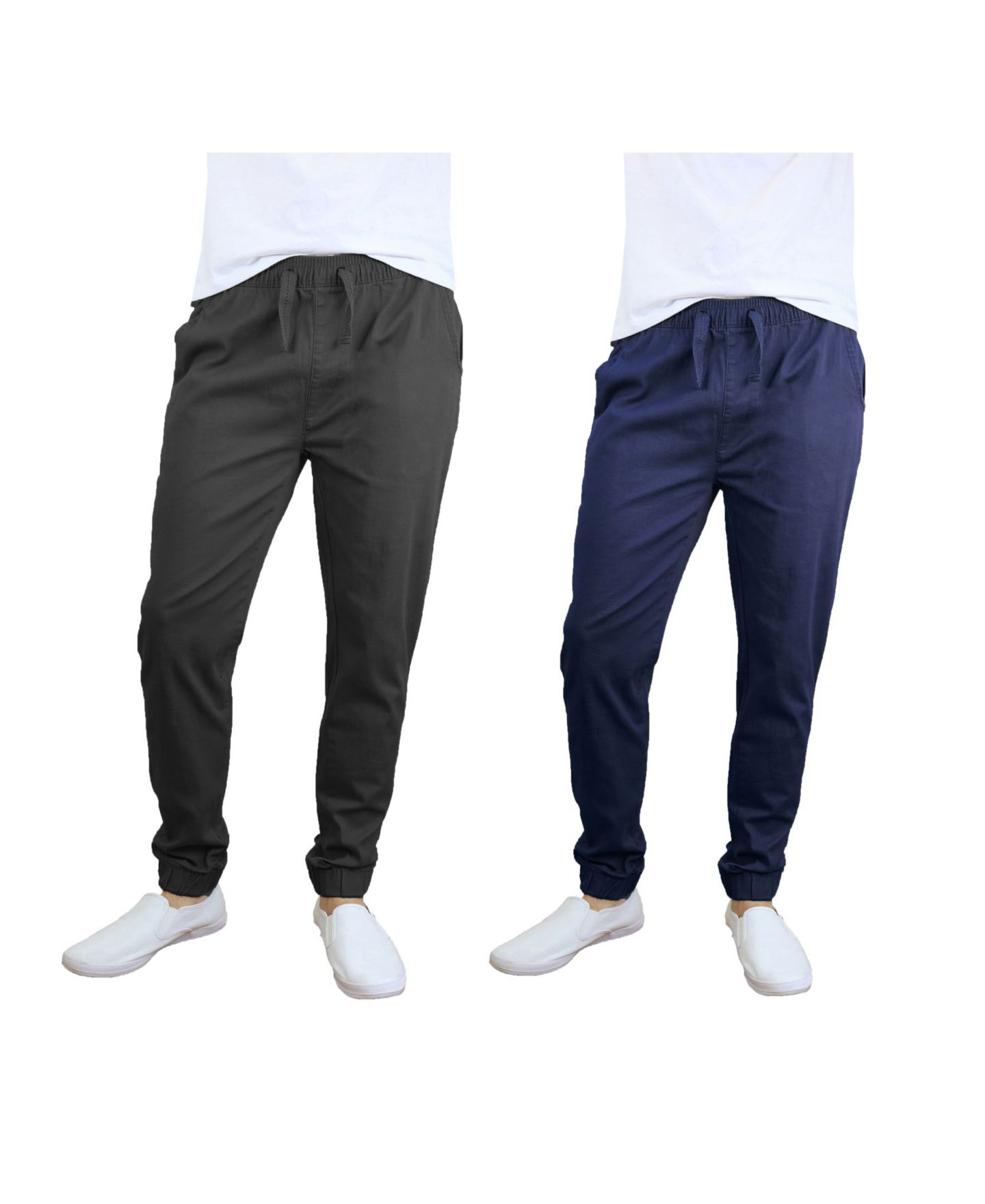 Мужские брюки Galaxy By Harvic Basic Stretch Twill Joggers, Pack of 2, цвет: Чёрный / Коричневый — фото 13