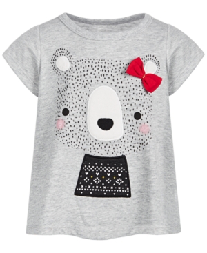 image of First Impressions Baby Girls Holiday Bear T-Shirt, Created for Macy-s