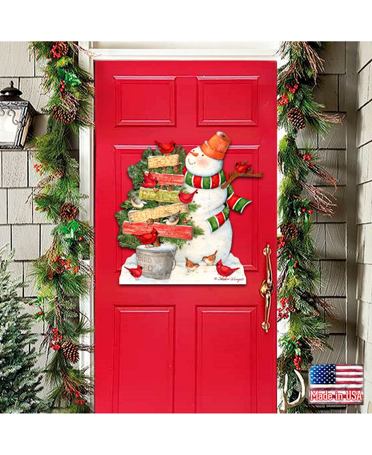by Susan Winget Joy Love Piece Snowman Outdoor Wall and Door Decor - Multi