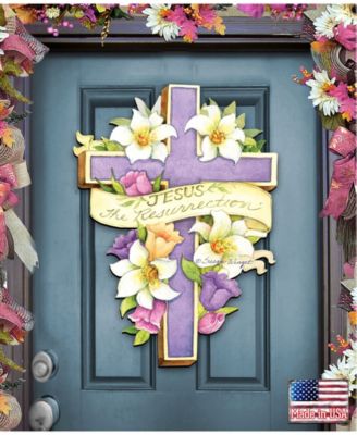 by Susan Winget Easter Cross He is Risen Wall and Door Decor