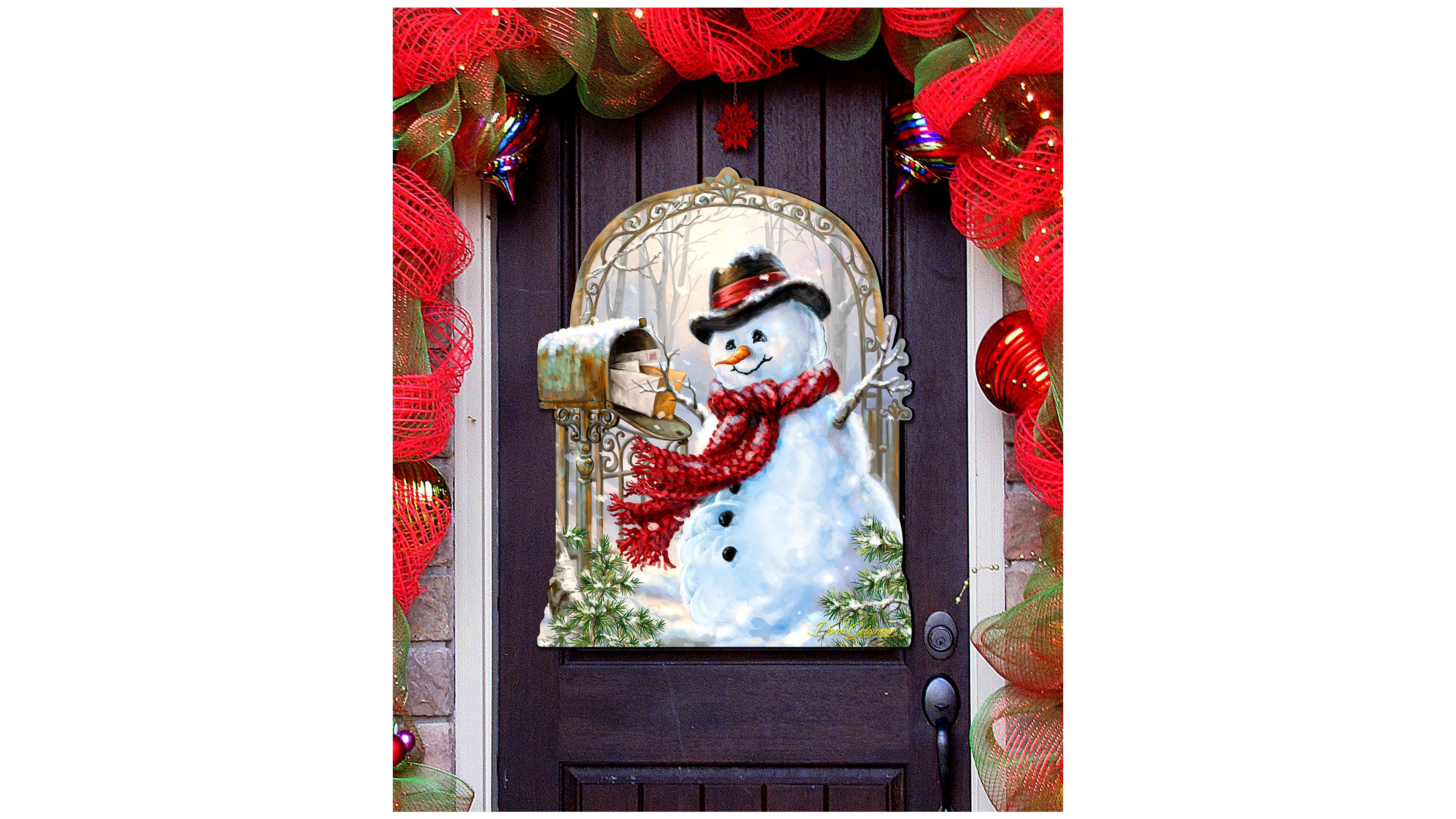Designocracy by Dona Gelsinger Seasons-Greetings Snowman Wall and Door Hanger