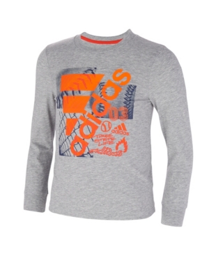 image of adidas Little Boys Long Sleeve Heather Court Mix Tee