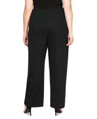 Plus Size Metallic-Knit Straight-Leg Pants