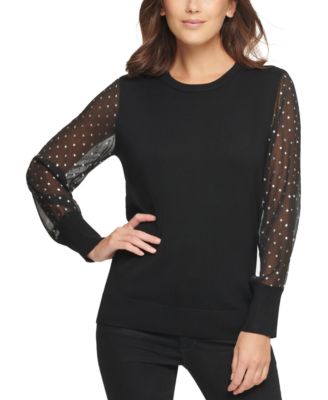 dkny sheer sleeve sweater