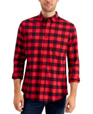 Club Room Men's Soft Brushed Cotton Plaid Shirt, Created for Macy's ...