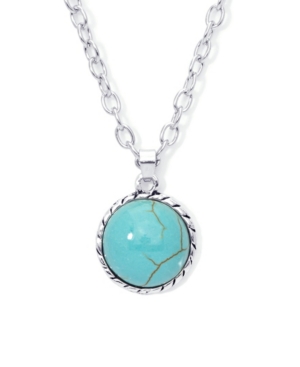 image of Macy-s Simulated Turquoise Fine Silver Plated Round Twist Design Pendant Necklace