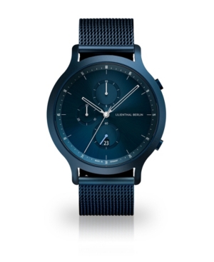 image of Lilienthal Berlin All Blue Chronograph with Blue-Tone Stainless Steel Mesh Bracelet Watch, 42mm