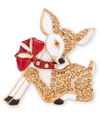 Charter Club - Gold-Tone Crystal Reindeer Pin