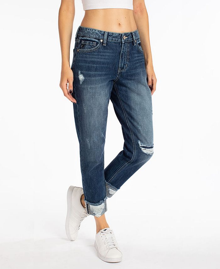 Kancan Women's High Rise Boyfriend Jeans Macy's