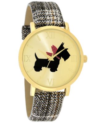 Charter Club - Women's Scottie Dog Black Plaid Strap Watch 40mm