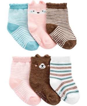 image of Carter-s Baby Girl 6-Pack Animal Booties