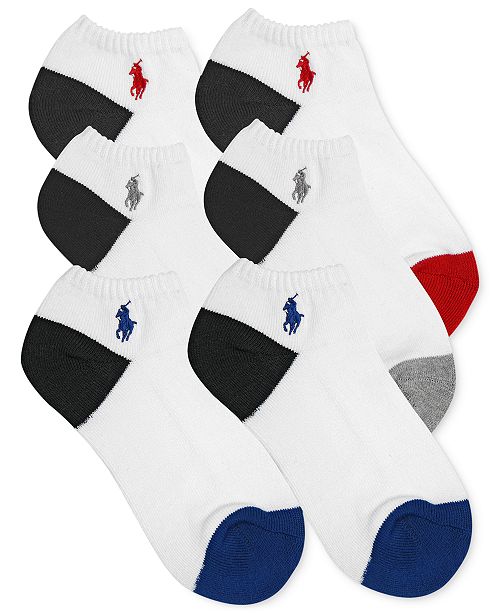 Polo Ralph Lauren 6Pk. ColorBlocked NoShow Socks, Little Boys & Big