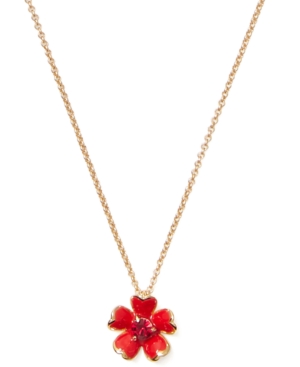 image of Kate Spade New York Gold-Tone Stone Flower Pendant Necklace, 17