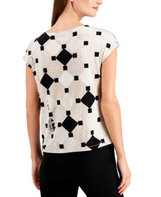 Alfani Petite Printed Draped-Front Top, Created For Macy's - Macy's