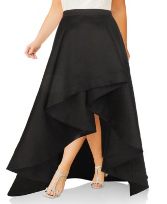 plus size black high low maxi skirt