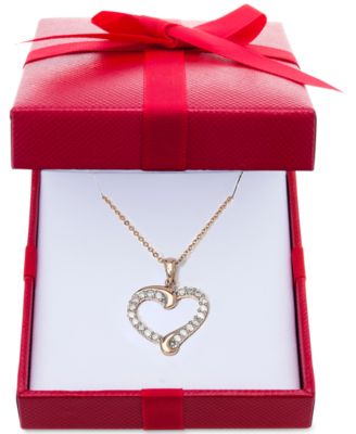 Diamond Swirl Heart Pendant Necklace (1/2 ct. t.w.) in Sterling Silver, 14k Gold-Plated Sterling Silver, or 14k Rose Gold-Plated Sterling Silver