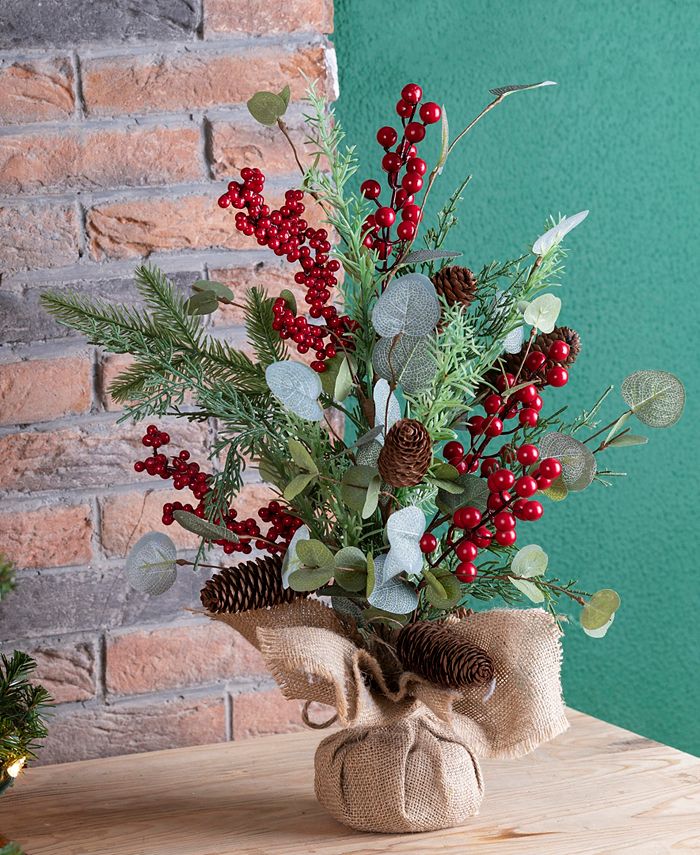 Glitzhome Christmas Floral Table Tree decor - Macy's