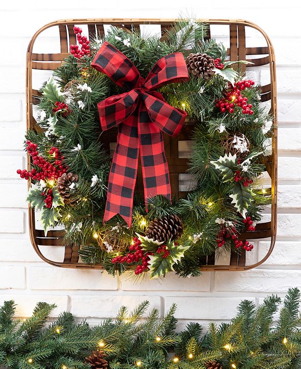 Glitzhome Tobacco Basket with Christmas Wreath Wall Decor & Reviews