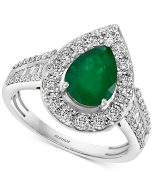 image of Effy Sapphire (1-5/8 ct. t.w.) & Diamond (3/8 ct. t.w.) Teardrop Ring in 14k White Gold