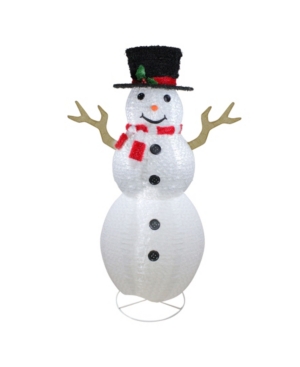 Northlight Pre-lit Chenille Swirl Large Snowman With Top Hat Christmas Outdoor Decoration In White