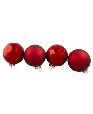 Northlight Kids' Shiny And Matte Glass Ball Christmas Ornaments In Red