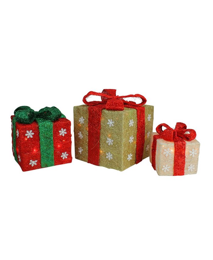 Northlight Lighted Sisal Gi Boxes Christmas Outdoor Decorations - Macy's