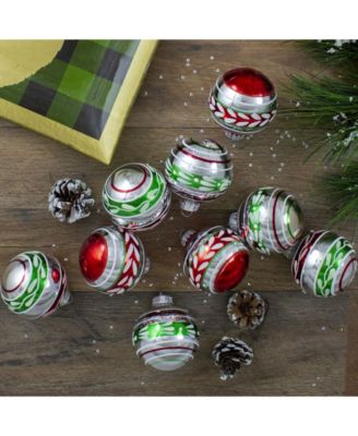 Count Shiny with and Glitter Striped Vintage-Like Christmas Ornaments