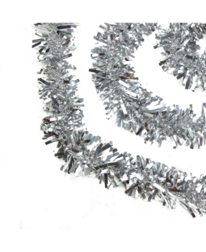 Northlight Unlit Shiny Wide Cut Christmas Tinsel Garland In Silver