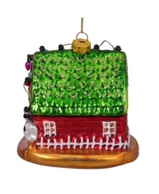 Festive and Barn with Roof Glass Christmas Ornament