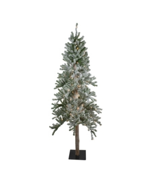 Northlight Pre-Lit Pencil Flocked Alpine Artificial Christmas Tree
