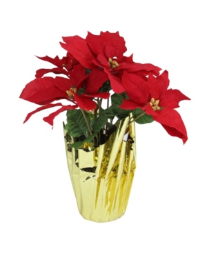 Northlight Artificial Christmas Poinsettia Arrangement with Wrapped Pot