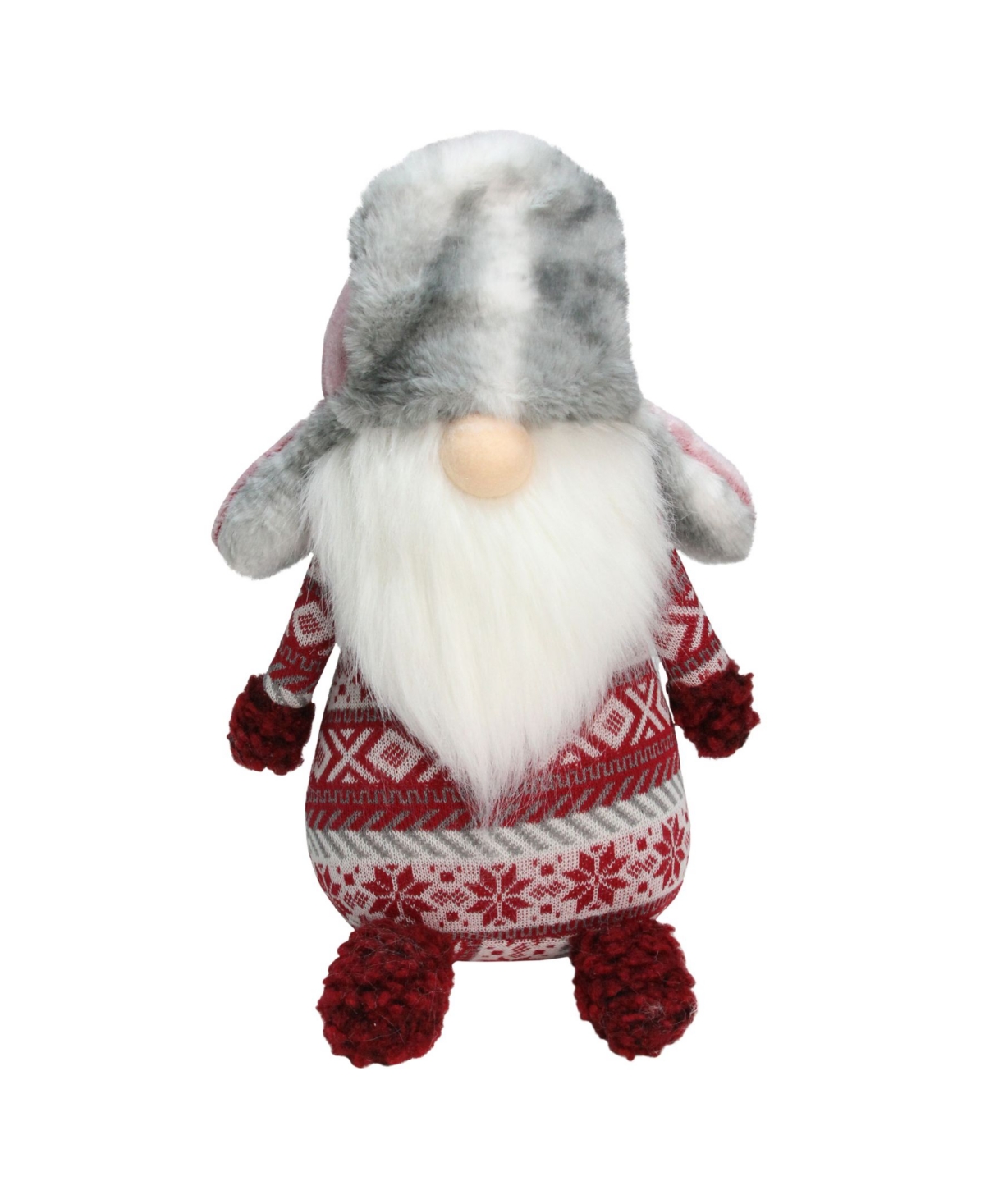 Nordic Gnome Faux Fur Trapper Hat Christmas Decoration - Red