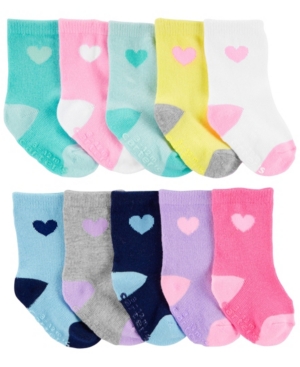 image of Carter-s Baby Girl 10-Pack Heart Socks