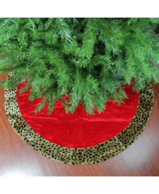 Safari and Velveteen with Plush Cheetah Print Christmas Tree Skirt