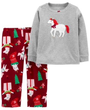 image of Carter-s Baby Girl 2-Piece Unicorn Christmas Fleece PJs