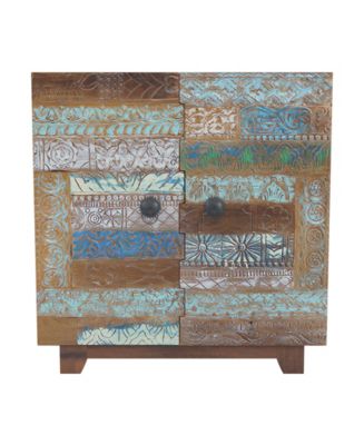 Handy Living Ravinia Patchwork Design 2 Door Wood Chest - Macy's