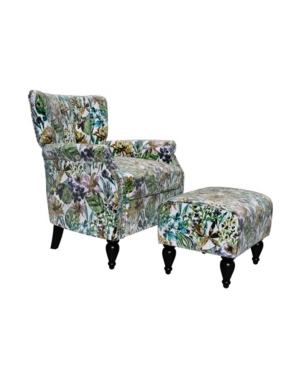 Handy Living Citybrook Channel Tufted Rolled Arm Chair and Ottoman Set