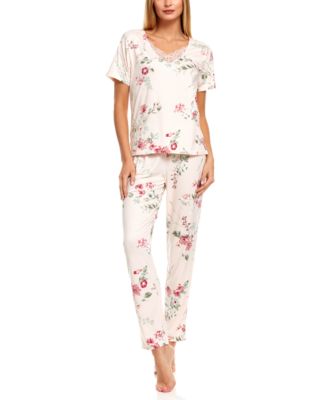 Flora by Flora Nikrooz Patricia Floral-Print Pajama Set - Macy's