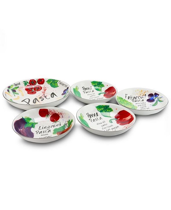 Gibson Home Fruit Orchard 5 Piece Ceramic Round Pasta Bowl Dinnerware Set & Reviews - Dinnerware ...