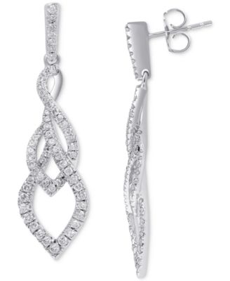 Macy's - Diamond Overlap Drop Earrings (1 ct. t.w.) in 14k White Gold