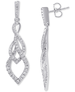 image of Diamond Overlap Drop Earrings (1 ct. t.w.) in 14k White Gold