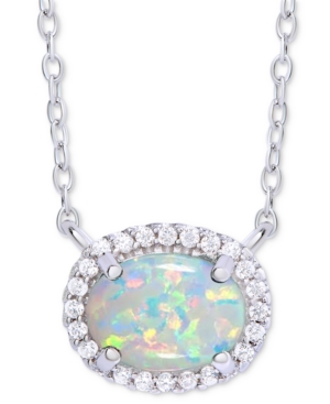 image of Simulated Opal & Cubic Zirconia Halo 18
