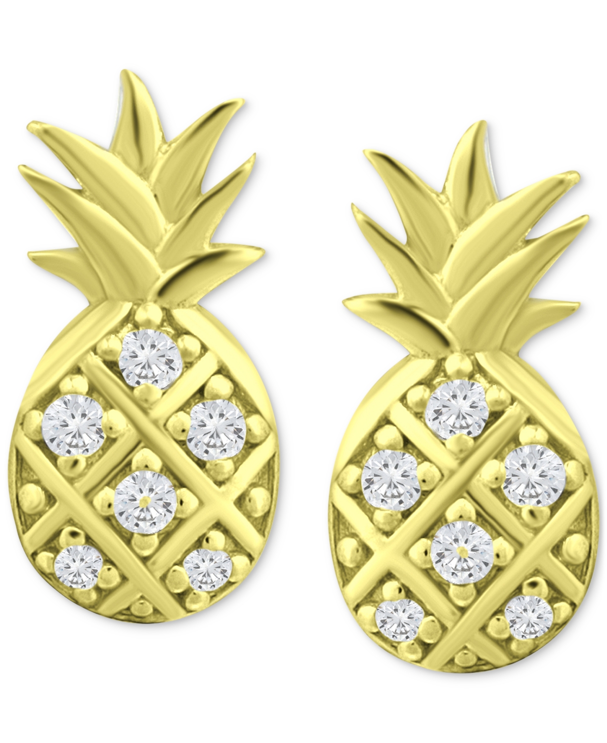 Giani Bernini Cubic Zirconia Pineapple Stud Earrings in 18k Gold-Plated Sterling Silver, Created for Macy's - 18K Over Sterling Silver