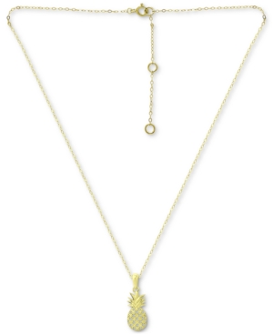image of Giani Bernini Cubic Zirconia Pineapple Pendant Necklace in 18k Gold-Plated Sterling Silver, 16