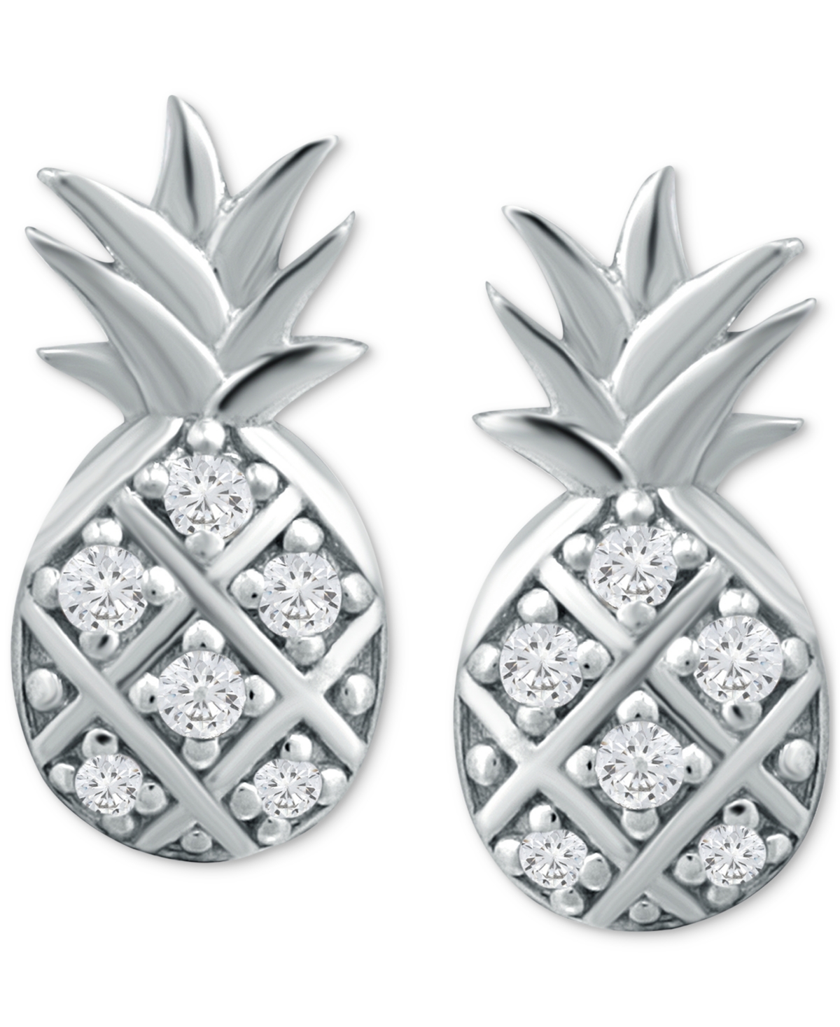 Giani Bernini Cubic Zirconia Pineapple Stud Earrings  Created for Macy's - Sterling Silver