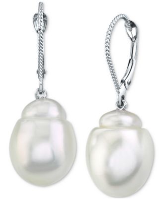 Macy's - Cultured White South Sea Baroque Pearl (11mm) Drop Earrings in 14k White Gold