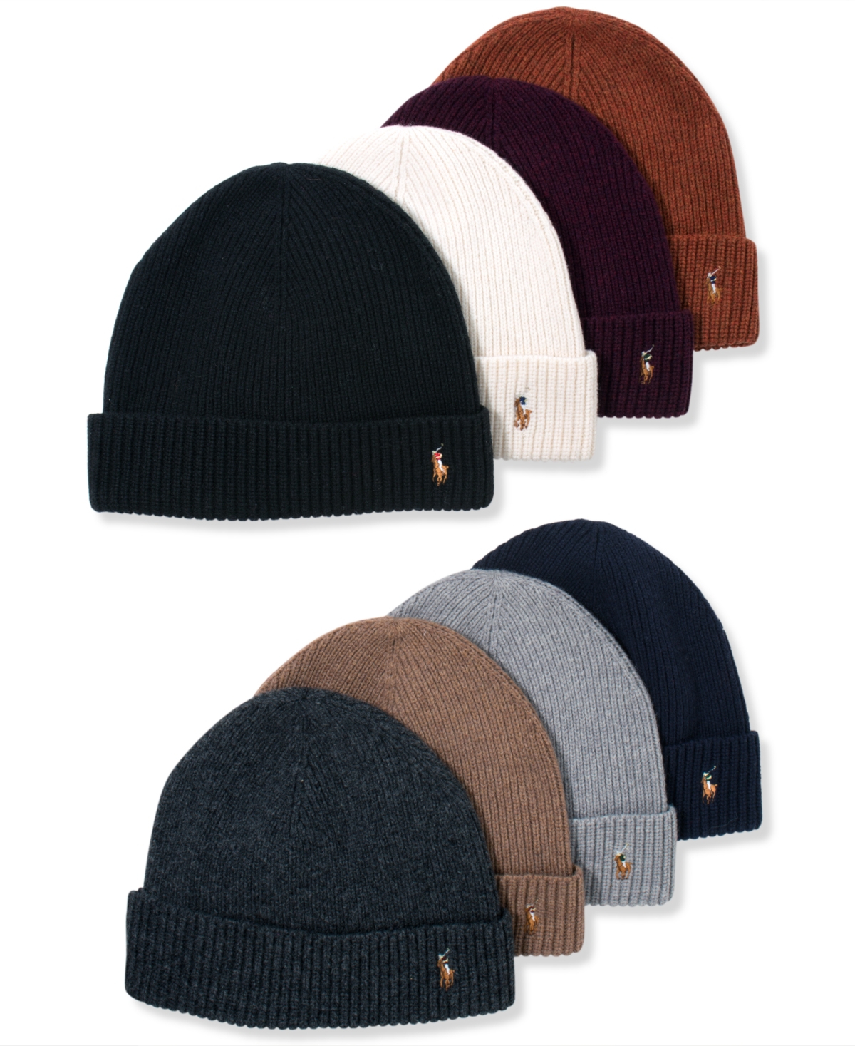 Polo Ralph Lauren Signature Cuff Logo Beanie Hat In Fawn Gray Heather