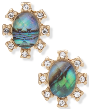 image of lonna & lilly Gold-Tone Crystal & Stone Oval Stud Earrings
